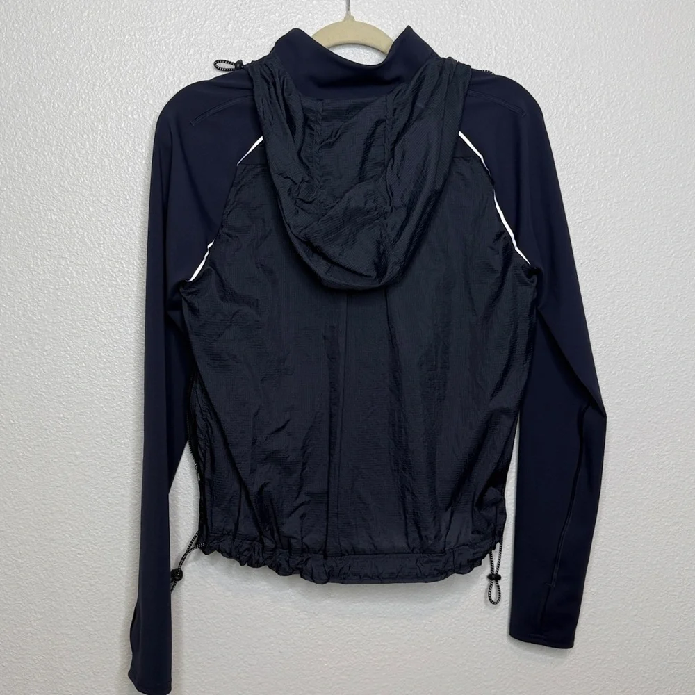 Outdoor Voices True Navy FrostKnit Hoodie Quarter Zip Jacket Windbreaker M
